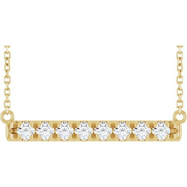 1/2 CTW Natural Diamond French-Set Bar Necklace in 14K Gold, Silver & Platinum