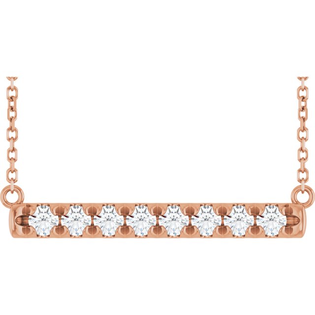 1/2 CTW Natural Diamond French-Set Bar Necklace in 14K Gold, Silver & Platinum