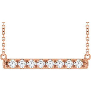 1/2 CTW Natural Diamond French-Set Bar Necklace in 14K Gold, Silver & Platinum