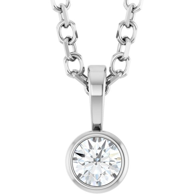 0.06 CT Natural Diamond Solitaire Bezel-Set Necklace in 14K Gold, Silver & Platinum