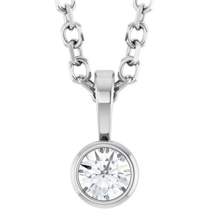 0.06 CT Natural Diamond Solitaire Bezel-Set Necklace in 14K Gold, Silver & Platinum