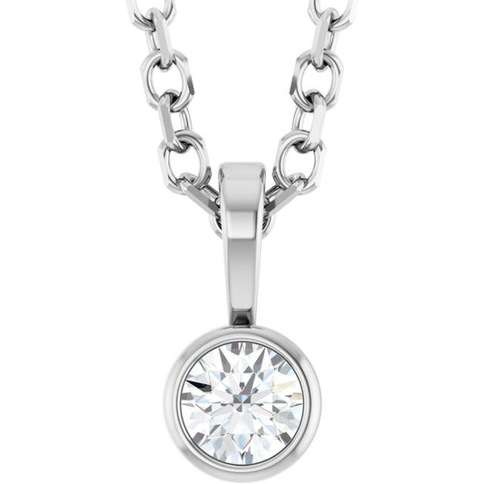 0.06 CT Natural Diamond Solitaire Bezel-Set Necklace in 14K Gold, Silver & Platinum