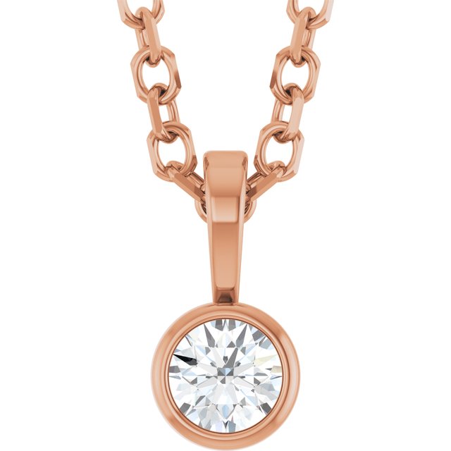 0.06 CT Natural Diamond Solitaire Bezel-Set Necklace in 14K Gold, Silver & Platinum