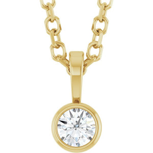 0.06 CT Natural Diamond Solitaire Bezel-Set Necklace in 14K Gold, Silver & Platinum
