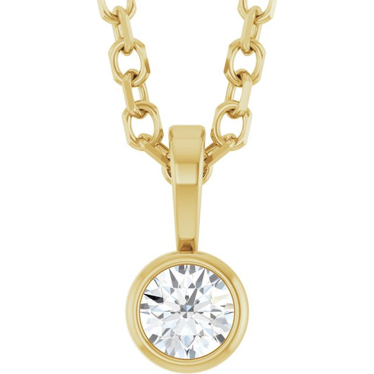 0.06 CT Natural Diamond Solitaire Bezel-Set Necklace in 14K Gold, Silver & Platinum