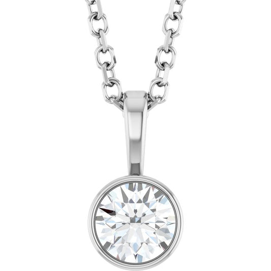1/4 CTW Lab-Grown Diamond Bezel-Set Necklace in 14K Gold