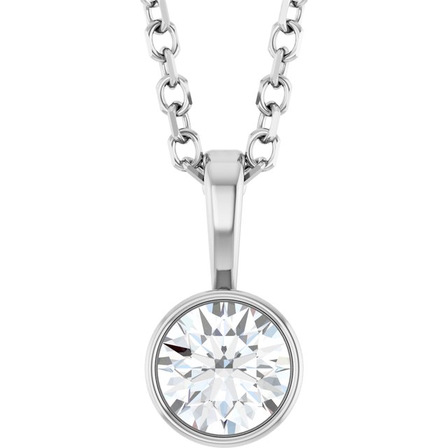 1/4 CTW Natural Diamond Round Bezel-Set Solitaire Necklace in 14K Gold & Platinum