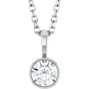 1/4 CTW Lab-Grown Round Diamond Solitaire Bezel-Set Necklace in 14K Gold