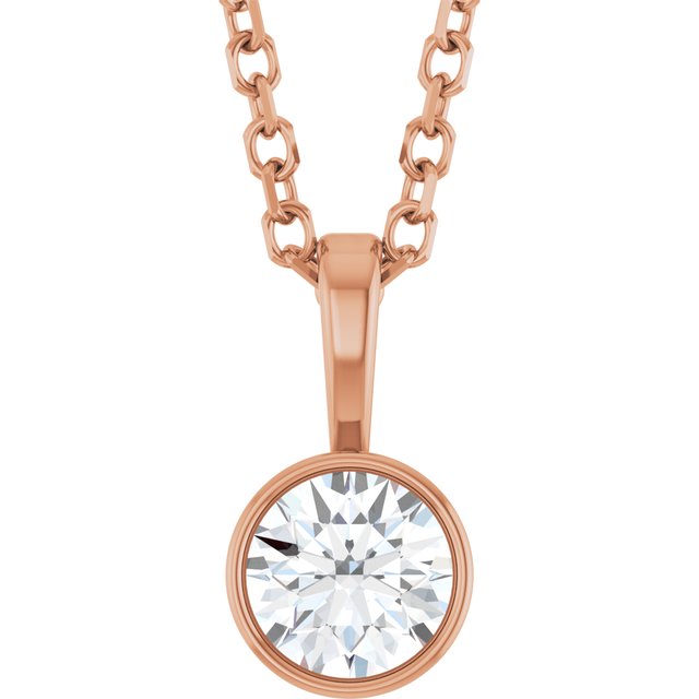 1/4 CTW Lab-Grown Round Diamond Solitaire Bezel-Set Necklace in 14K Gold