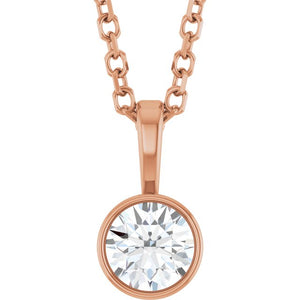 1/4 CTW Lab-Grown Round Diamond Solitaire Bezel-Set Necklace in 14K Gold