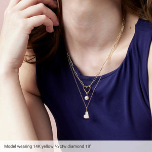 14K Gold Natural Diamond Heart Pendant