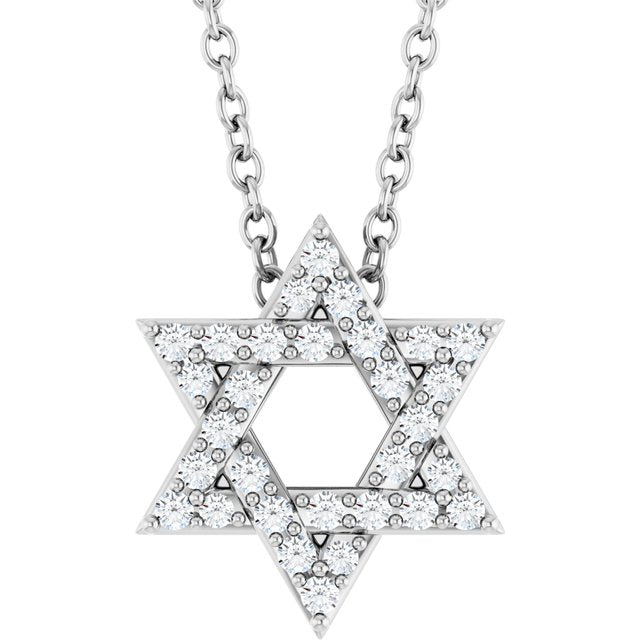 14K Gold Natural Diamond Star Of David Pendant