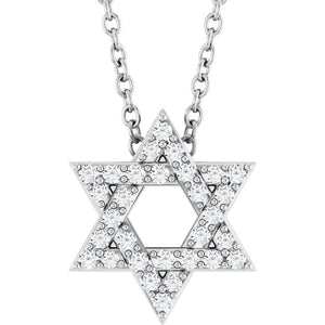 14K Gold Natural Diamond Star Of David Pendant