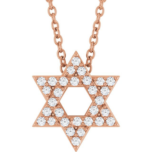 14K Gold Natural Diamond Star Of David Pendant