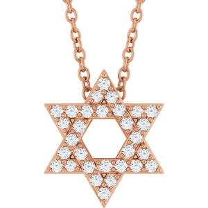 14K Gold Natural Diamond Star Of David Pendant