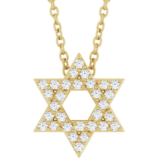 14K Gold Natural Diamond Star Of David Pendant