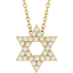 14K Gold Natural Diamond Star Of David Pendant
