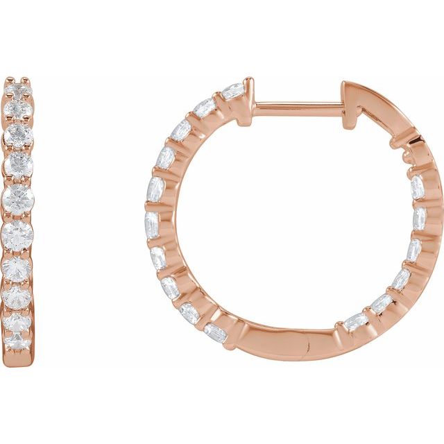 1 CTW Lab-Grown Diamond Inside-Outside Hoop Earrings in 14K Gold