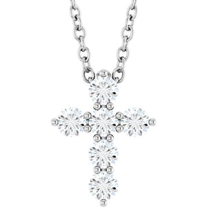 1 CTW Natural Diamond Cross Pendant Crafted in 14K Gold, Silver & Platinum