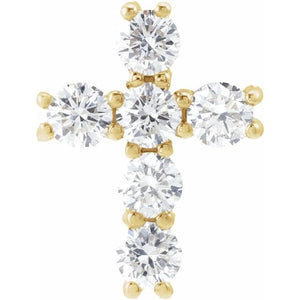 14K Gold Natural Diamond Cross Pendant