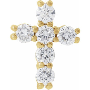 14K Gold Natural Diamond Cross Pendant