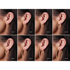 Round Tube Hoop Earrings | 14K Gold options* | 13–60 Mm × 2 Mm | Round | Friction Backs | Polished