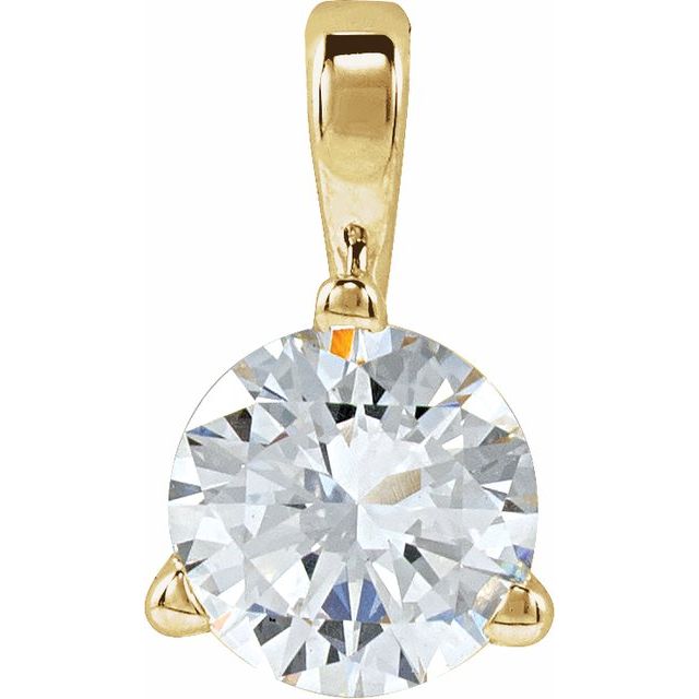 14K Gold Lab-Grown Moissanite 3-Prong Basket Pendant