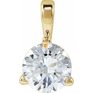14K Gold Lab-Grown Moissanite 3-Prong Basket Pendant