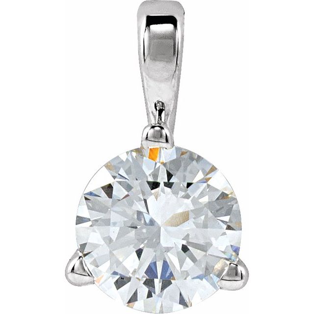 14K Gold Lab-Grown Moissanite 3-Prong Basket Pendant