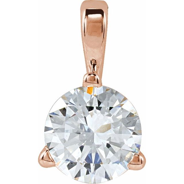 14K Gold Lab-Grown Moissanite 3-Prong Basket Pendant