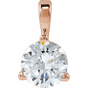 14K Gold Lab-Grown Moissanite 3-Prong Basket Pendant