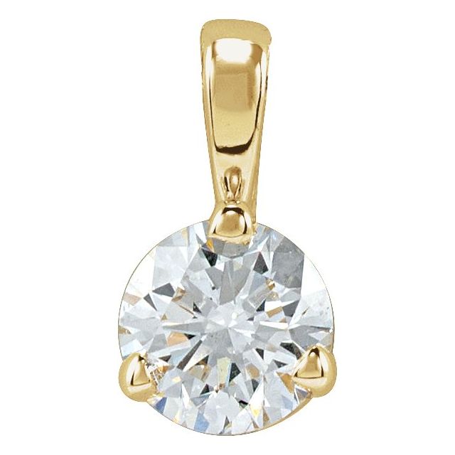 14K Gold Lab-Grown Moissanite 3-Prong Basket Pendant