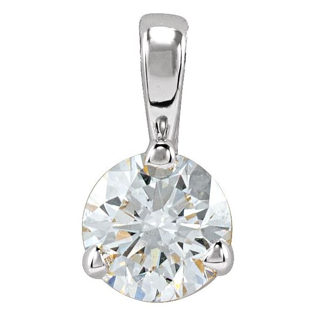 1/4 CTW Lab-Grown Diamond Round Solitaire 3-Prong Pendant in 14K Gold & Platinum