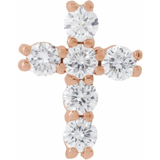 14K Gold Natural Diamond Cross Pendant