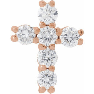 14K Gold Natural Diamond Cross Pendant