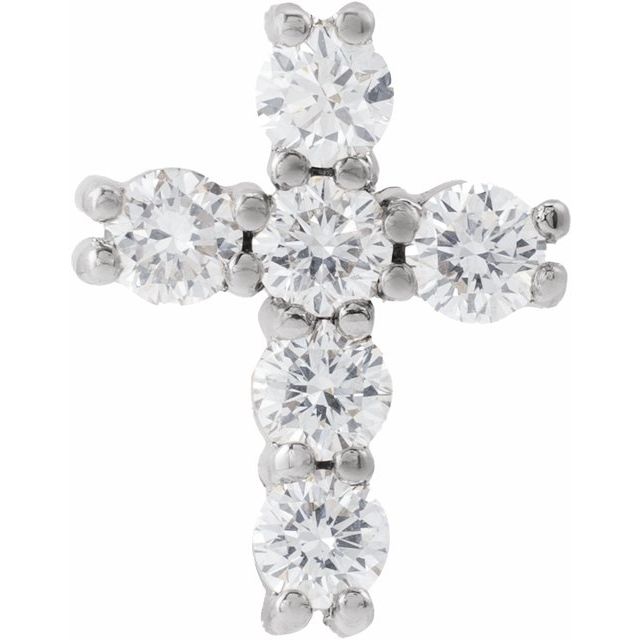 14K Gold Natural Diamond Cross Pendant