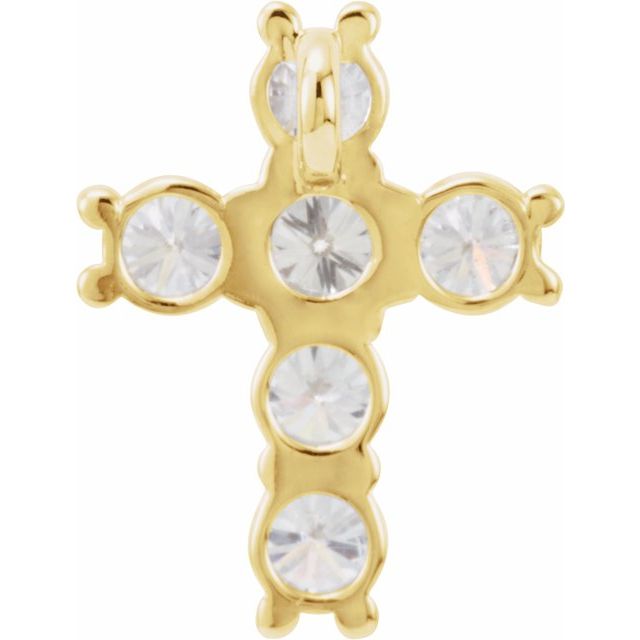 14K Gold Natural Diamond Cross Pendant