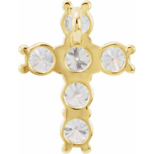 14K Gold Natural Diamond Cross Pendant