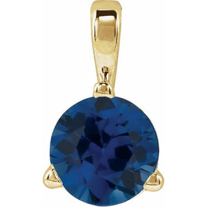 Lab-Grown Moissanite & Gemstone 3-Prong Basket Pendant in 14K Gold & Platinum