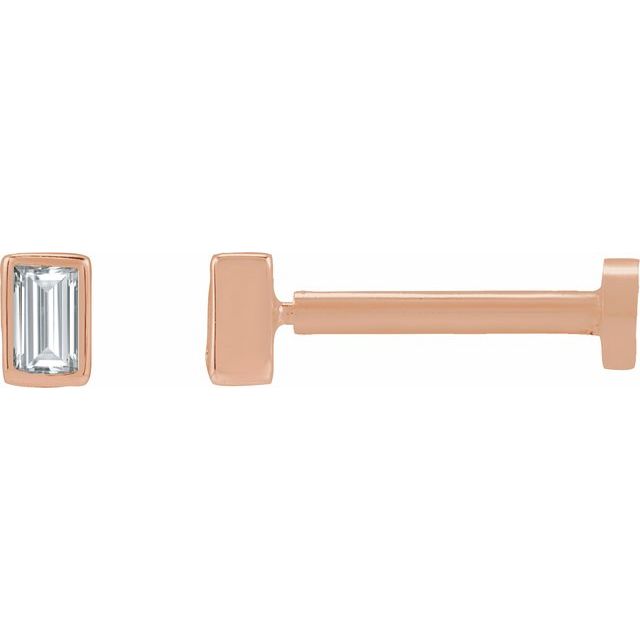14K Gold .04 Ct Natural Diamond Bezel-Set Earrings