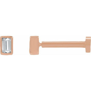 14K Gold .04 Ct Natural Diamond Bezel-Set Earrings