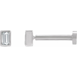 14K Gold .04 Ct Natural Diamond Bezel-Set Earrings