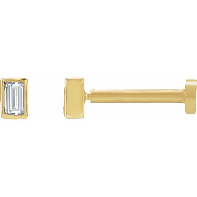 14K Gold .04 Ct Natural Diamond Bezel-Set Earrings