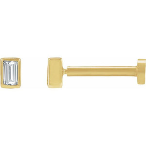 14K Gold .04 Ct Natural Diamond Bezel-Set Earrings
