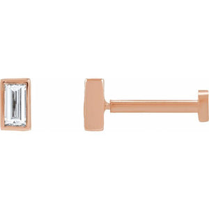 14K Gold .04 Ct Natural Diamond Bezel-Set Earrings