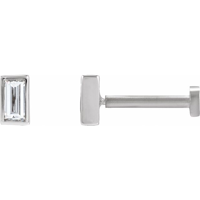 14K Gold .04 Ct Natural Diamond Bezel-Set Earrings