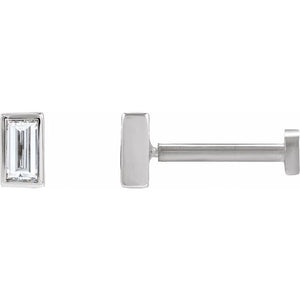 14K Gold .04 Ct Natural Diamond Bezel-Set Earrings