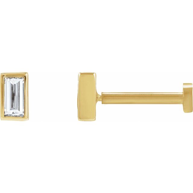 14K Gold .04 Ct Natural Diamond Bezel-Set Earrings