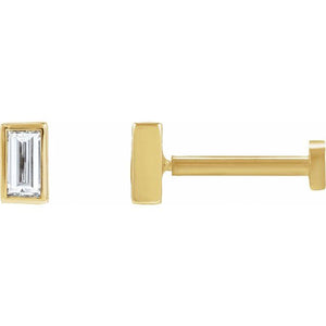 14K Gold .04 Ct Natural Diamond Bezel-Set Earrings