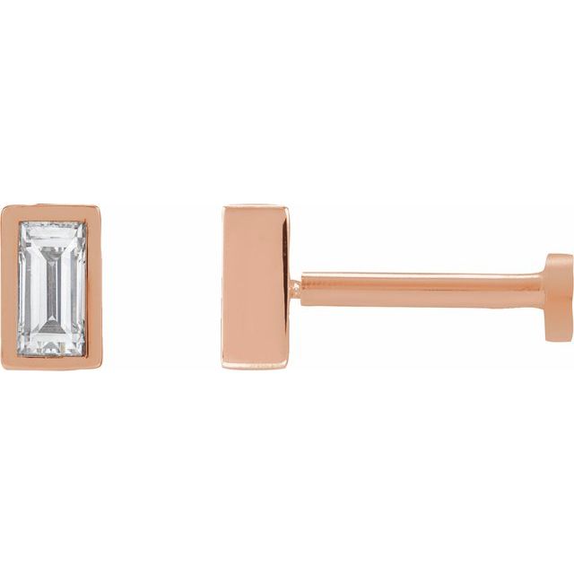 14K Gold .04 Ct Natural Diamond Bezel-Set Earrings
